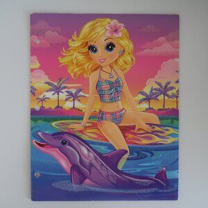 Vintage LISA FRANK 2 Pocket Portfolio Folder Surfer Girl Cassie Glitter 2011
